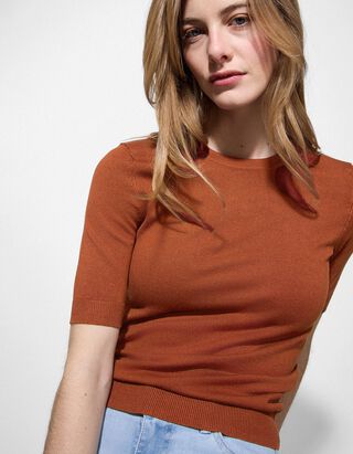 Pullover - Kurze &Auml;rmel - dunkelrot