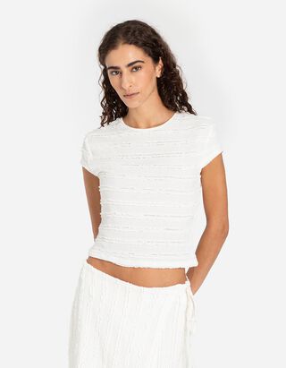 Cropped Shirt - Flügelärmel - weiß Cropped Shirt - Flügelärmel - weiß