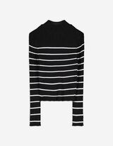 Pulover de tricot - Guler cu guler cocteil - Negru