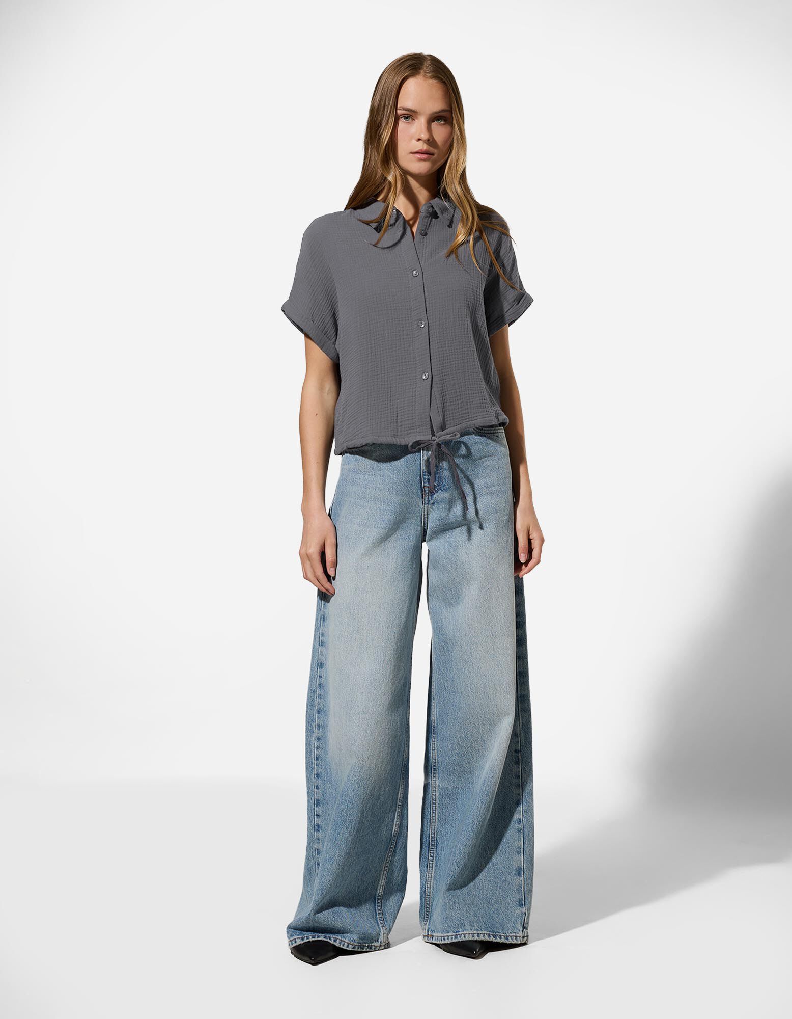 Chemise - Mousseline - gris fonc&eacute;