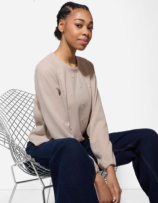 Shirt - Zierperlen - weiß