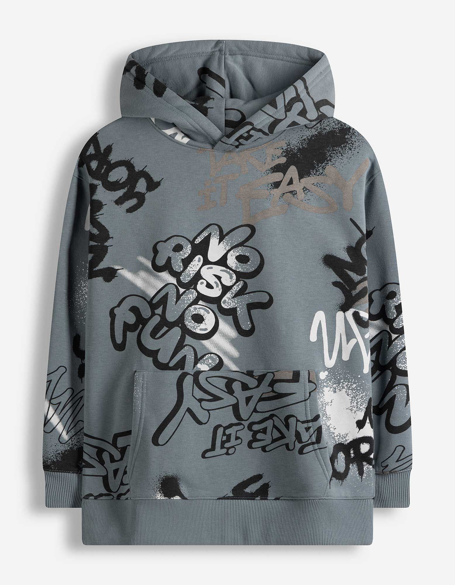 Sweat &agrave; capuche - Imprim&eacute; all-over - Bleu