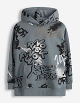 Sweat &agrave; capuche - Imprim&eacute; all-over - Bleu