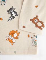 Langarmshirt - Allover-Print - beige