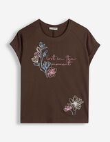 T-Shirt - Stickerei - Dunkelbraun