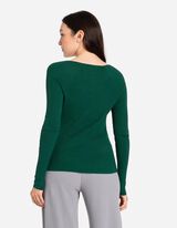 Langarmshirt - Rippstrick - dunkelgr&uuml;n