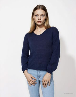 Trui - V-hals - donkerblauw