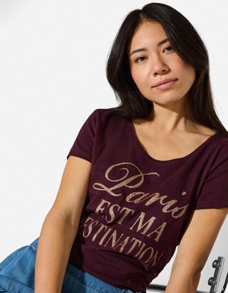 T-Shirt - Glitzerprint - Lila