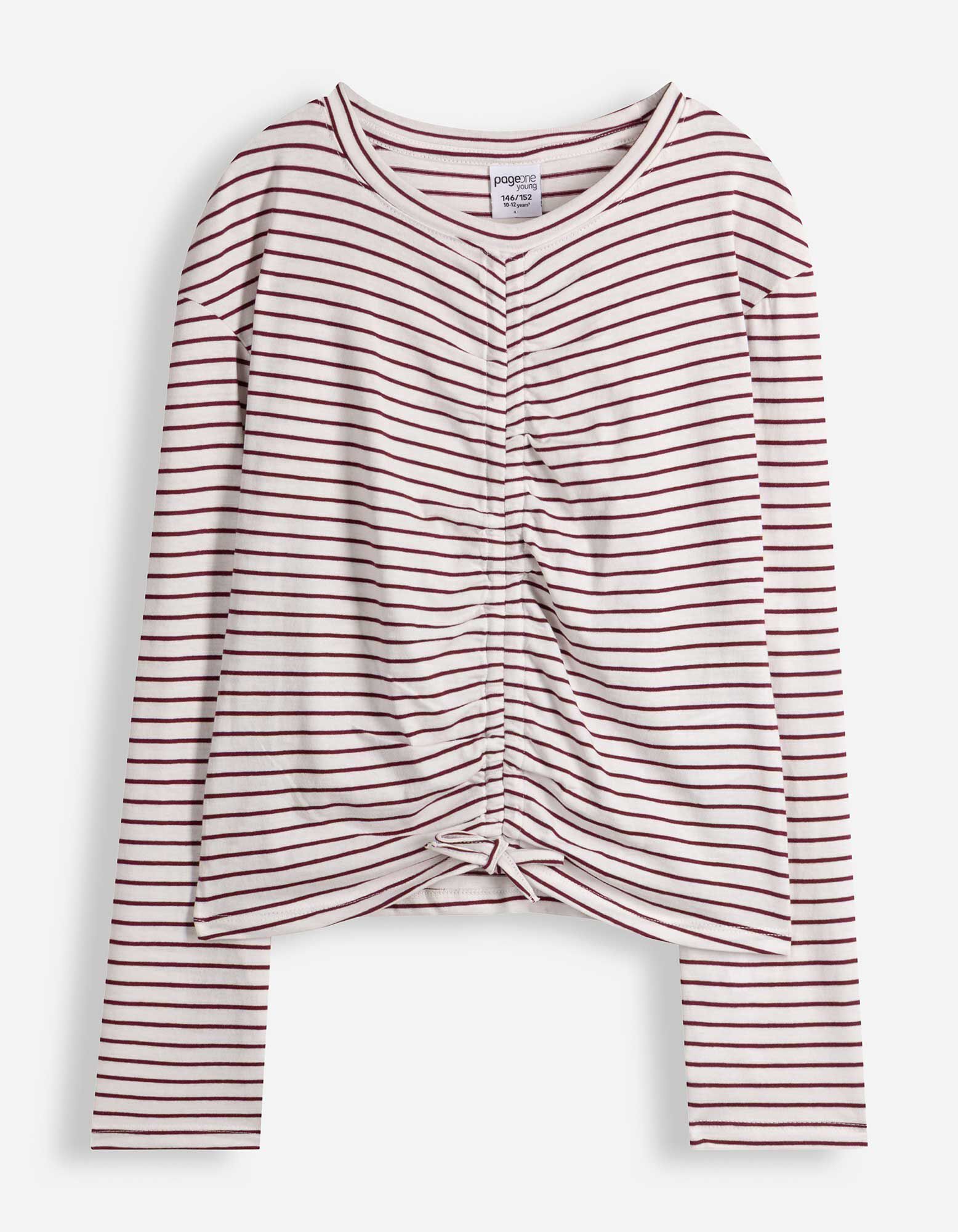 Longshirt - Streifen - Off-White
