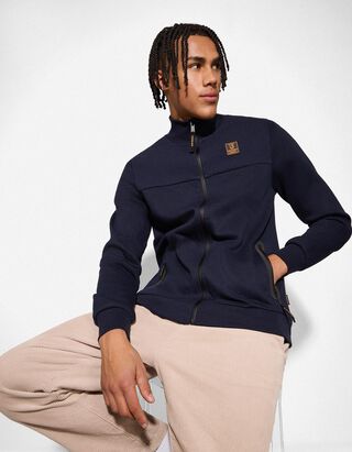 Sweatvest - Opstaande kraag - donkerblauw