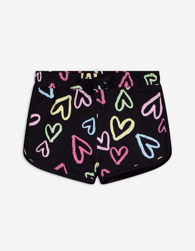 Shorts - Allover-Print - schwarz