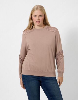 Sweatshirt - Metallic details - bruin