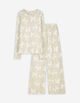 Pyjama Set aus Sweatshirt und Hose - Mustermix - weiß