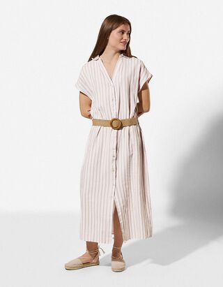 Kleid - Streifen - wei&szlig;