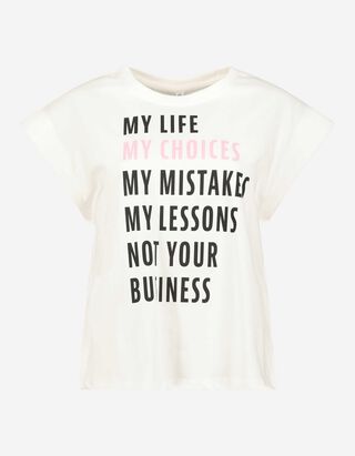 T-shirt - Message imprim&eacute; - blanc