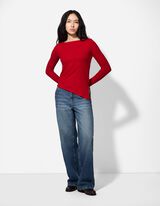 Langarmshirt - Asymmetrisch - rot