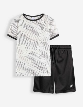 Set aus T-Shirt und Hose - Allover-Print - Wei&szlig;