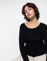 Majica dugih rukava - Traka za dugmad - crno