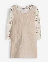 Set aus Shirt und Kleid - Cord - Beige