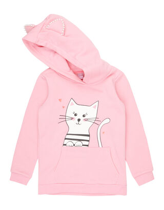 M&auml;dchen Hoodie mit Katzen-Print