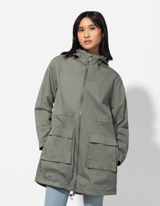 Parka - Baumwoll-Mix - dunkelgrün