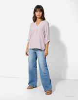 Blusenshirt - Leinen-Mix - rosa