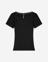 T-shirt - Inserto in pizzo - nero
