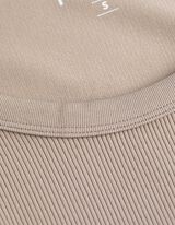 Zkrácené tričko - Žebrová struktura - béžová