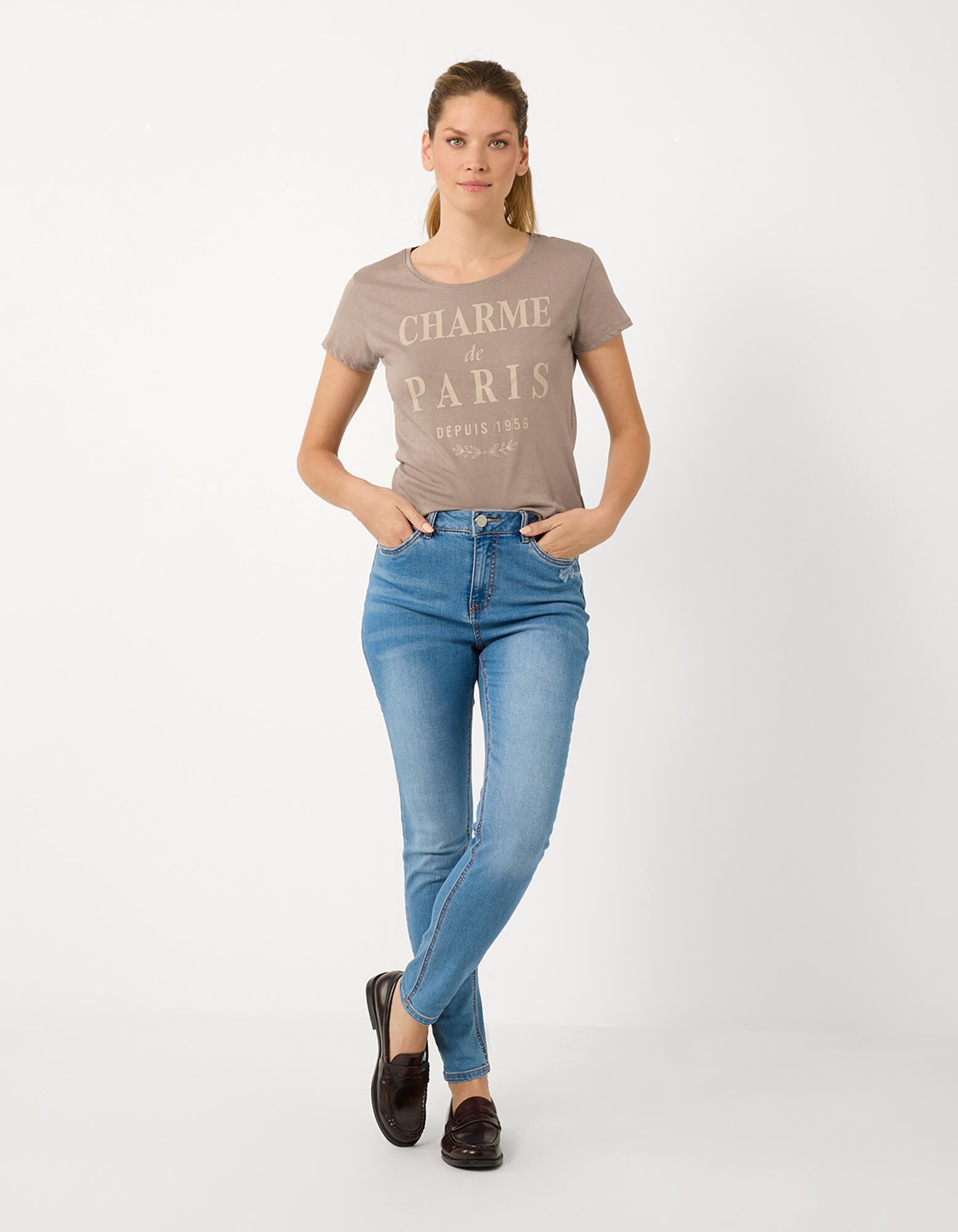T-Shirt - Glitzerprint - Braun