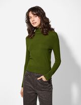 Sweter z dzianiny - golf - zielony