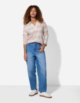 Pololangarmshirt - Streifen - weiß