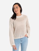 Pulóver - Perforált kötött - bezs