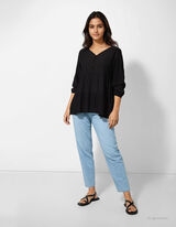 Halenkové tričko - Volány - cerná