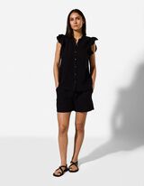 Bluse - einfarbig - Schwarz