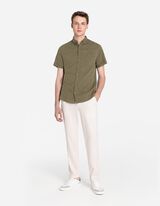 Camicia - Misto lino - verde scuro