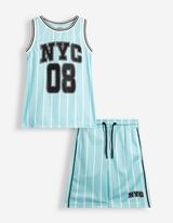 Set aus Top und Hose - Print - t&uuml;rkis