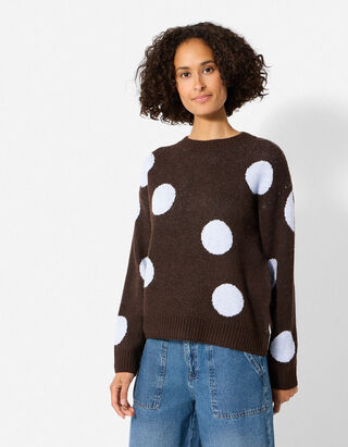 Trui - Polkadots - Donkerbruin