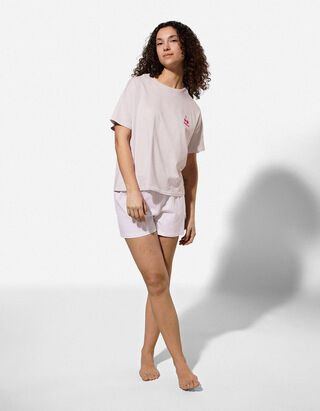 Pyjama Set aus Shirt und Shorts - Mustermix - Pink