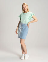 Mar&scaron;kinėliai - Rankovės su raukiniais - sviesiai zalias