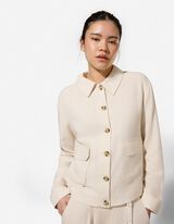 Hemdjacke - Leinen-Optik - beige