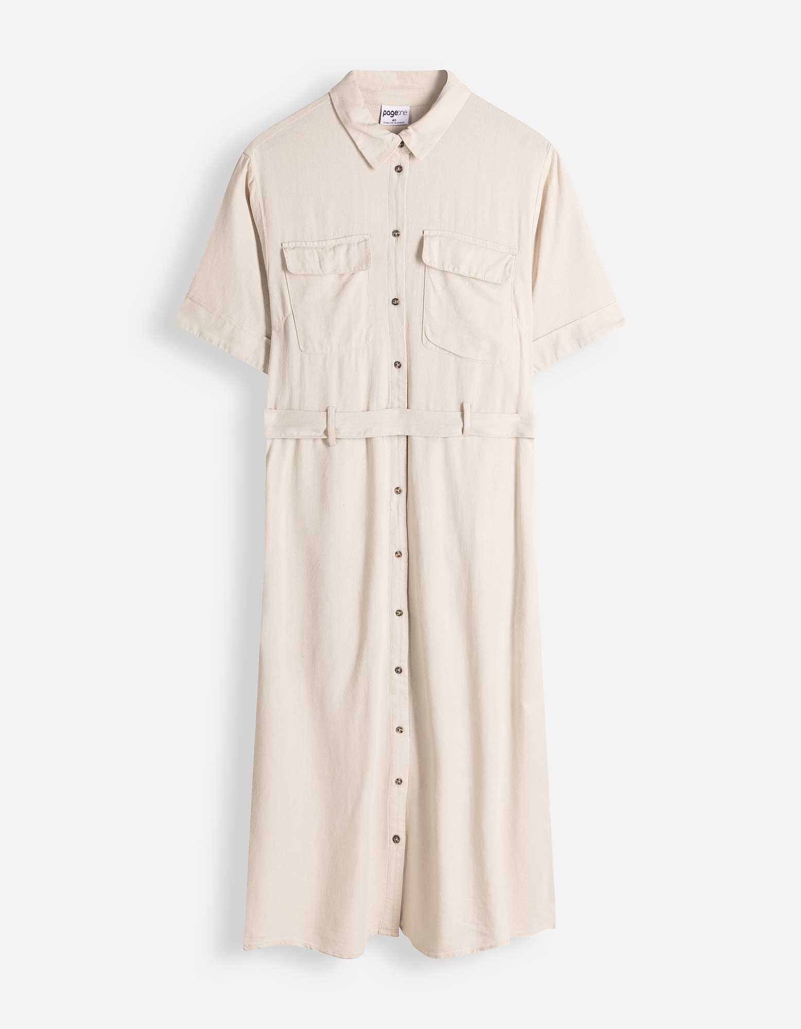 Kleid - Leinen-Optik - Beige