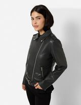 Bikerjacke - Kunstleder - Schwarz