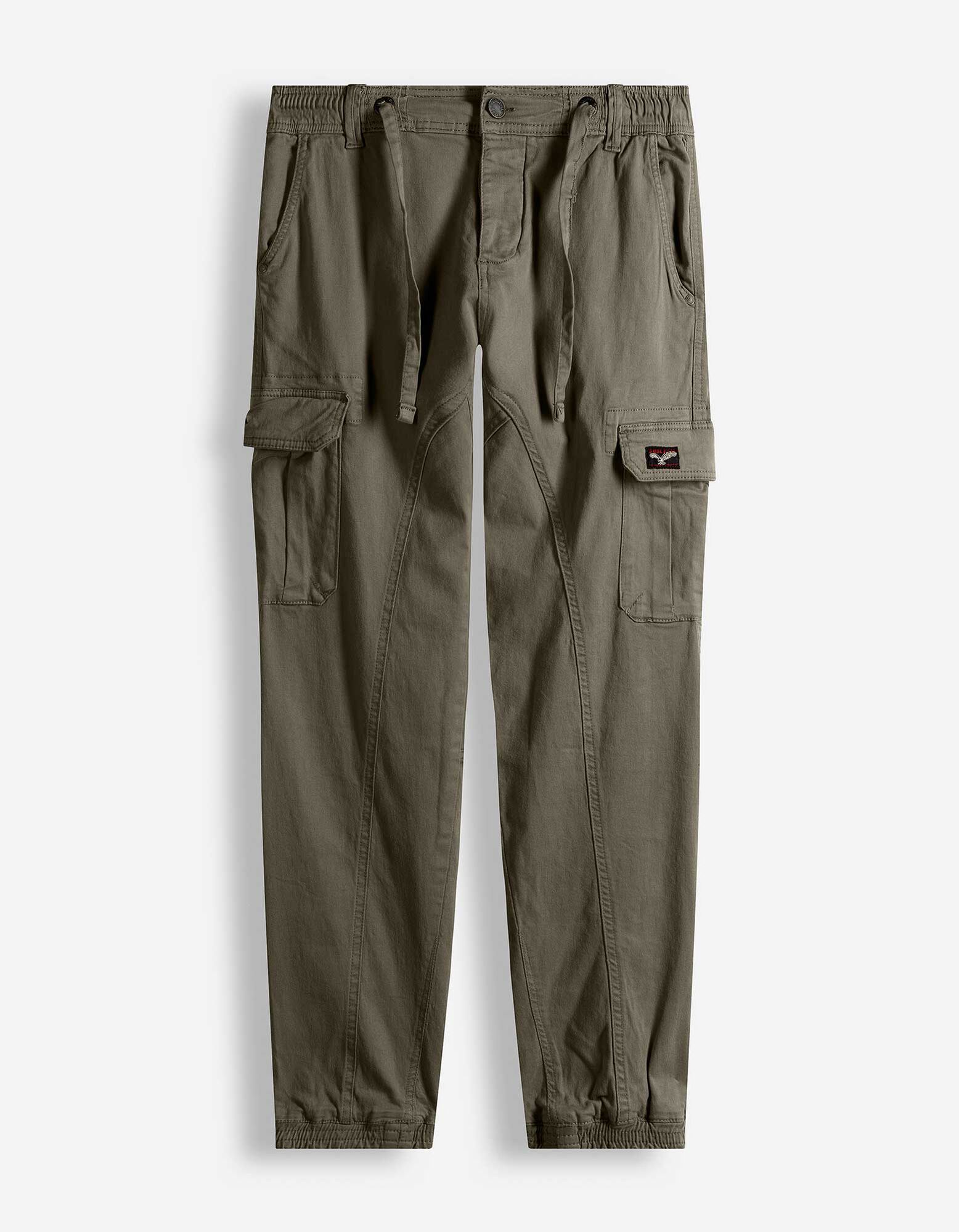 Cargohose - Knopf- und Rei&szlig;verschluss - dunkelgr&uuml;n