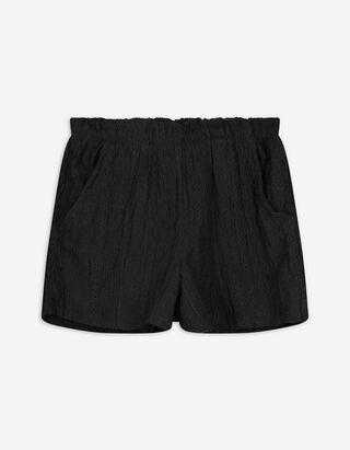 Short - M&eacute;lange de mat&eacute;riaux - noir