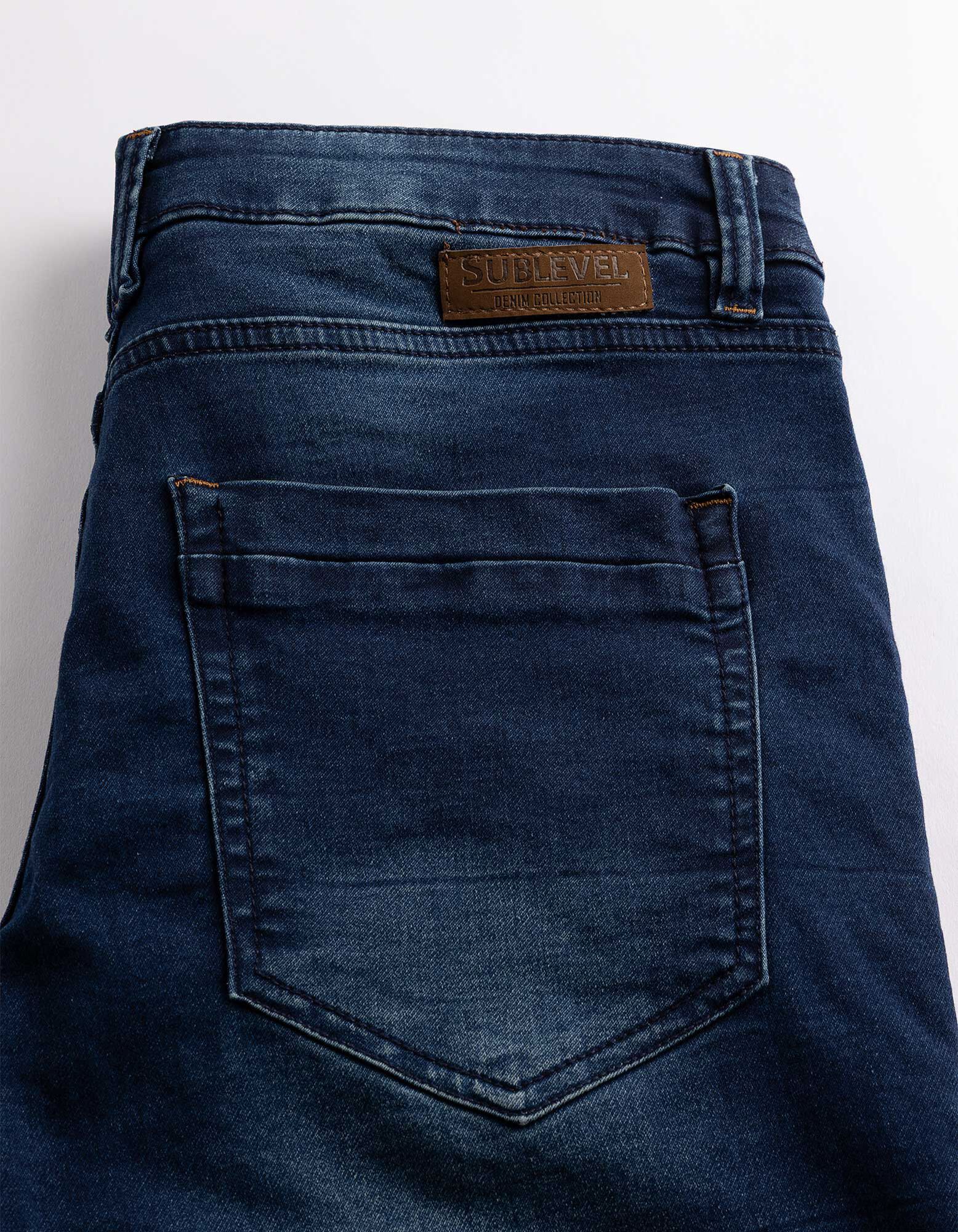 Short - D&eacute;tail nou&eacute; - bleu fonc&eacute;