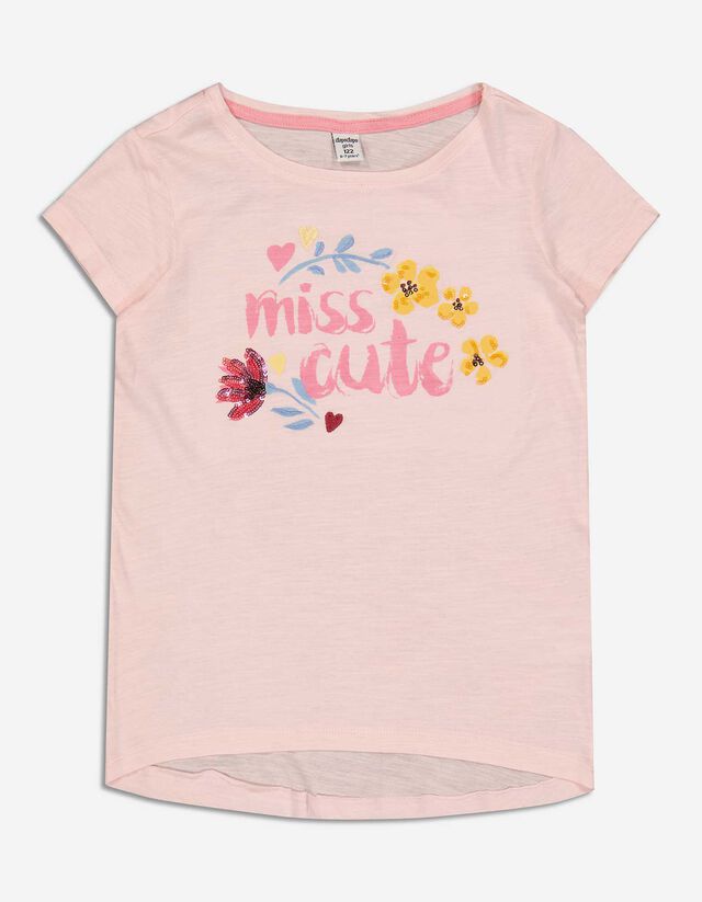 Tricou - Garnitură de paiete - Roz