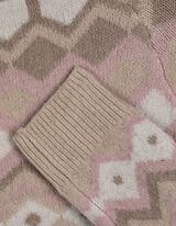 Žebrovaný pletený svetr - Károvaný vzor - béžová