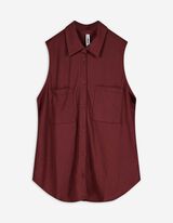 chemisier - Aspect lin - Rouge foncé