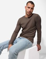 koszulka z długim rękawem - Regular Fit - jasnobrazowy-e-a