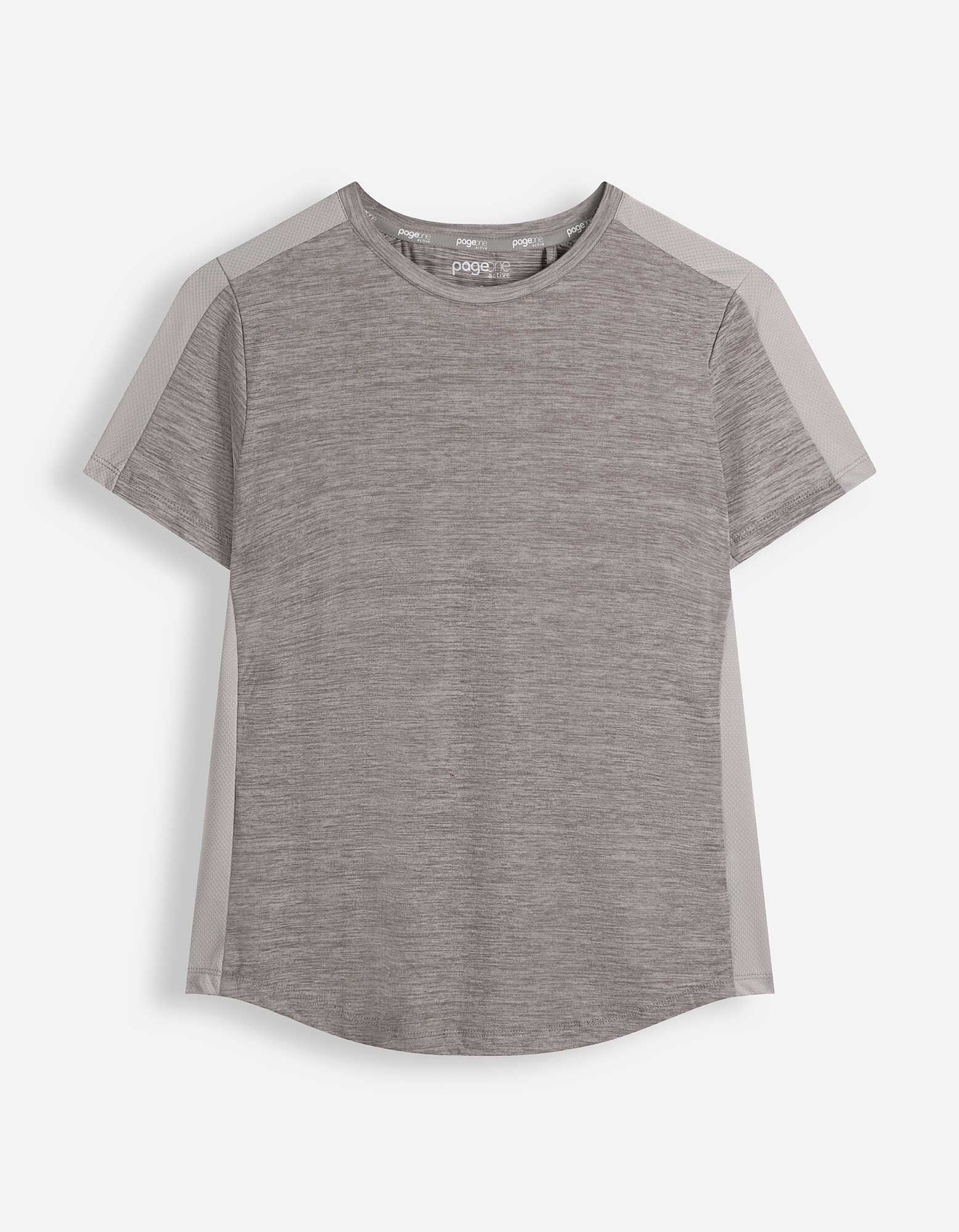 T-Shirt - Meliert - Hellgrau